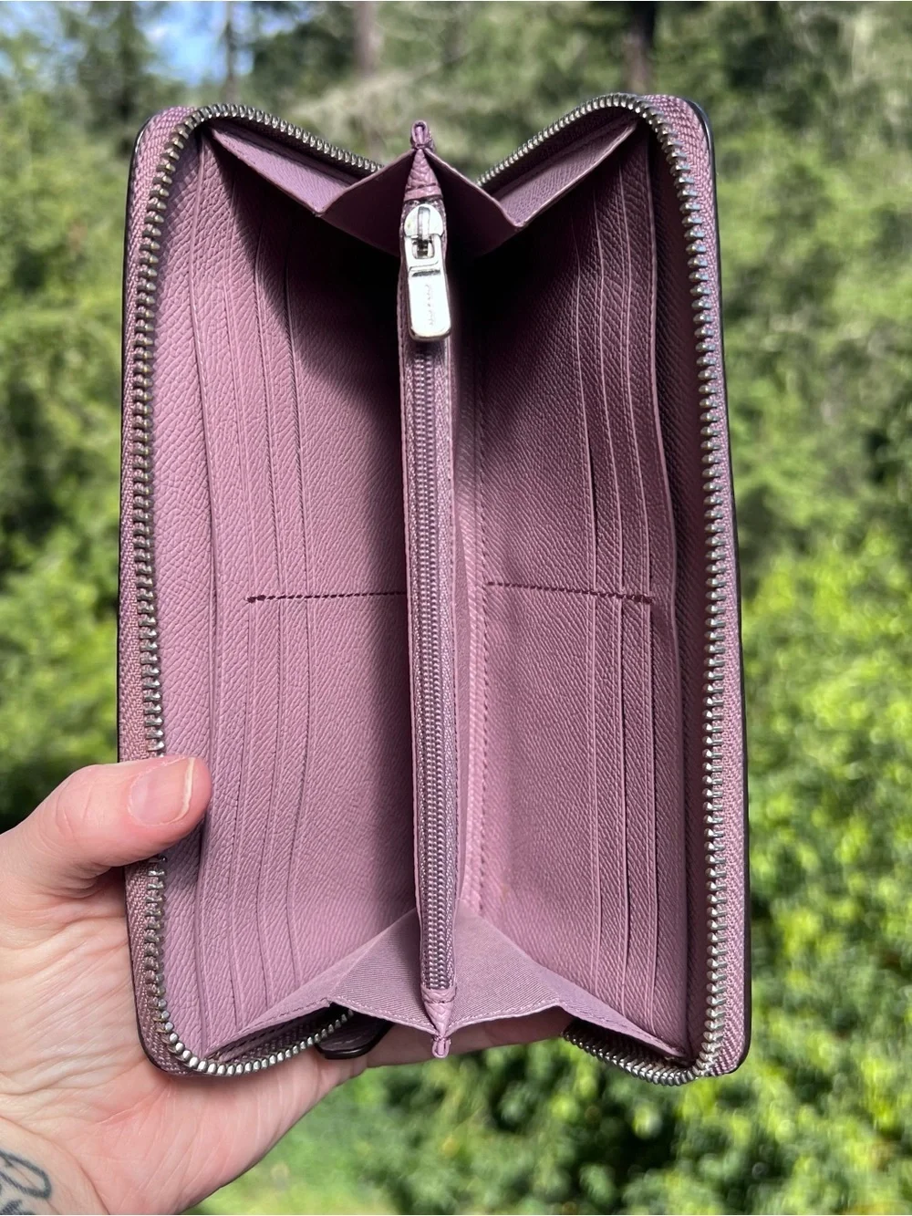 COACH Crossgrain Leather Wallet Purple with Silver Hardware AUTHENTIC